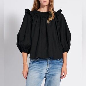 Secular Mariana Black Crinkled Cotton Shirt Size M